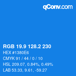 Color code: RGB 19.9 128.2 230 | qconv.com
