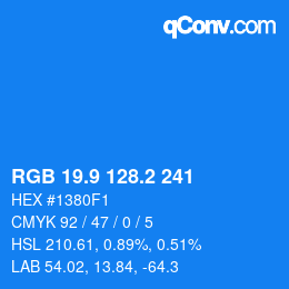 Color code: RGB 19.9 128.2 241 | qconv.com
