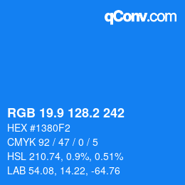 カラーコード: RGB 19.9 128.2 242 | qconv.com