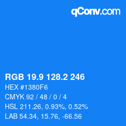 カラーコード: RGB 19.9 128.2 246 | qconv.com