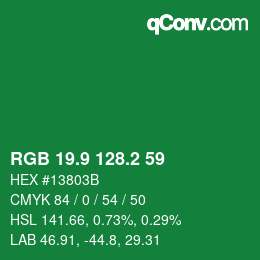 カラーコード: RGB 19.9 128.2 59 | qconv.com