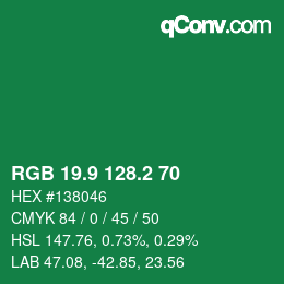 カラーコード: RGB 19.9 128.2 70 | qconv.com