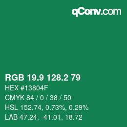カラーコード: RGB 19.9 128.2 79 | qconv.com