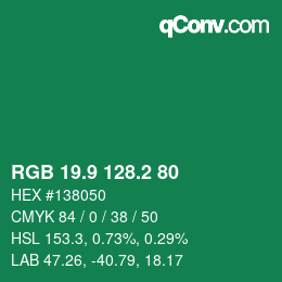 カラーコード: RGB 19.9 128.2 80 | qconv.com