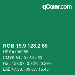 カラーコード: RGB 19.9 128.2 85 | qconv.com
