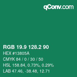 カラーコード: RGB 19.9 128.2 90 | qconv.com