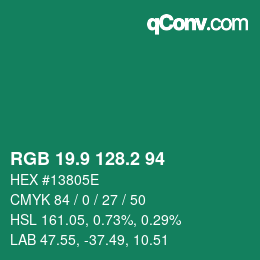 カラーコード: RGB 19.9 128.2 94 | qconv.com