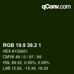Color code: RGB 19.9 38.2 1 | qconv.com