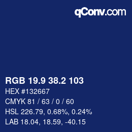 カラーコード: RGB 19.9 38.2 103 | qconv.com