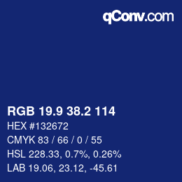 カラーコード: RGB 19.9 38.2 114 | qconv.com