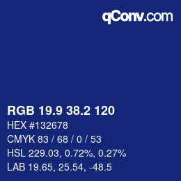 カラーコード: RGB 19.9 38.2 120 | qconv.com