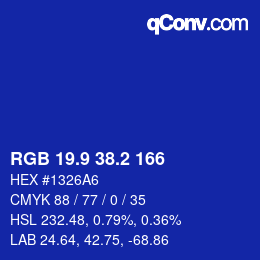 カラーコード: RGB 19.9 38.2 166 | qconv.com