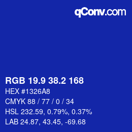 カラーコード: RGB 19.9 38.2 168 | qconv.com