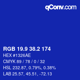 カラーコード: RGB 19.9 38.2 174 | qconv.com