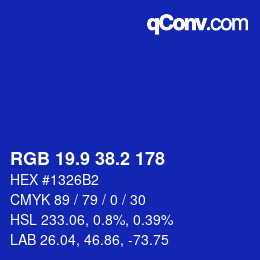 カラーコード: RGB 19.9 38.2 178 | qconv.com