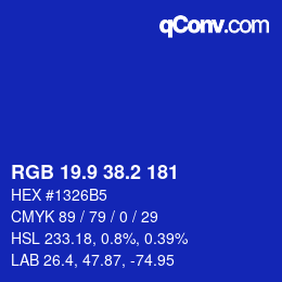 カラーコード: RGB 19.9 38.2 181 | qconv.com