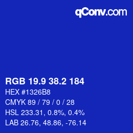 カラーコード: RGB 19.9 38.2 184 | qconv.com