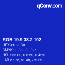 カラーコード: RGB 19.9 38.2 192 | qconv.com