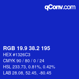 カラーコード: RGB 19.9 38.2 195 | qconv.com