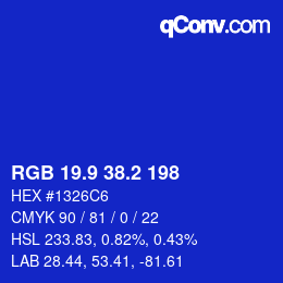 カラーコード: RGB 19.9 38.2 198 | qconv.com