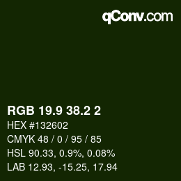 カラーコード: RGB 19.9 38.2 2 | qconv.com
