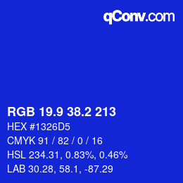 カラーコード: RGB 19.9 38.2 213 | qconv.com
