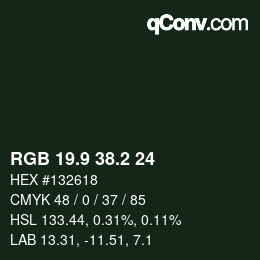 カラーコード: RGB 19.9 38.2 24 | qconv.com