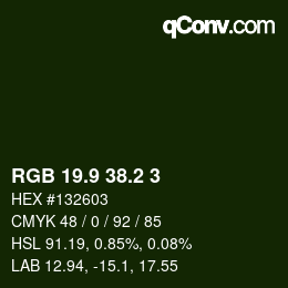Color code: RGB 19.9 38.2 3 | qconv.com