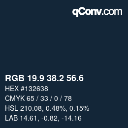 カラーコード: RGB 19.9 38.2 56.6 | qconv.com