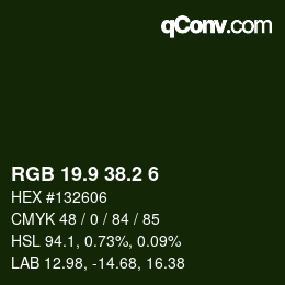 Color code: RGB 19.9 38.2 6 | qconv.com