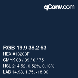 Color code: RGB 19.9 38.2 63 | qconv.com