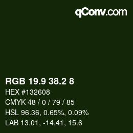 Color code: RGB 19.9 38.2 8 | qconv.com