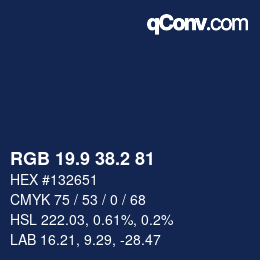 Code couleur: RGB 19.9 38.2 81 | qconv.com