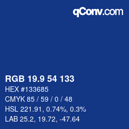 カラーコード: RGB 19.9 54 133 | qconv.com