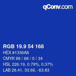 カラーコード: RGB 19.9 54 168 | qconv.com