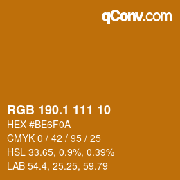 カラーコード: RGB 190.1 111 10 | qconv.com