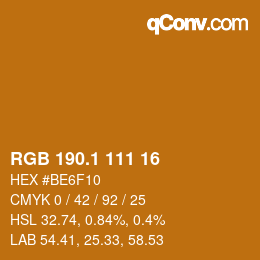 カラーコード: RGB 190.1 111 16 | qconv.com