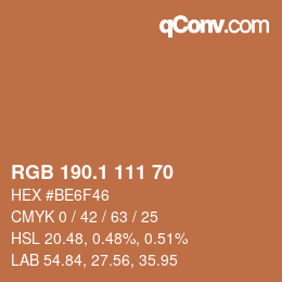 カラーコード: RGB 190.1 111 70 | qconv.com