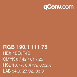 カラーコード: RGB 190.1 111 75 | qconv.com