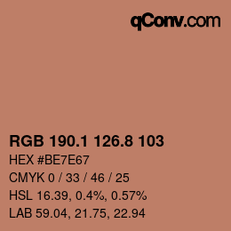Código de color: RGB 190.1 126.8 103 | qconv.com
