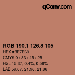 Color code: RGB 190.1 126.8 105 | qconv.com