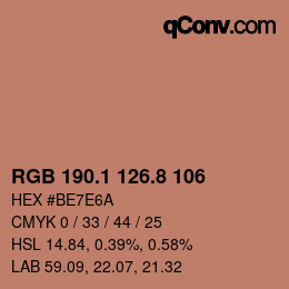 Color code: RGB 190.1 126.8 106 | qconv.com