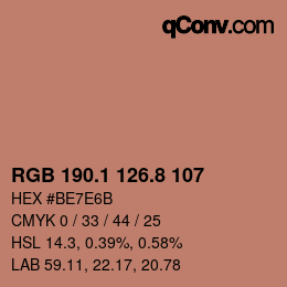 カラーコード: RGB 190.1 126.8 107 | qconv.com