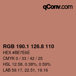 Color code: RGB 190.1 126.8 110 | qconv.com