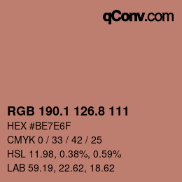 カラーコード: RGB 190.1 126.8 111 | qconv.com