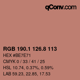 Color code: RGB 190.1 126.8 113 | qconv.com