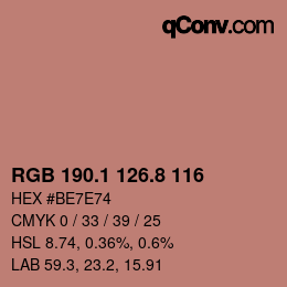 カラーコード: RGB 190.1 126.8 116 | qconv.com
