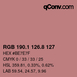 カラーコード: RGB 190.1 126.8 127 | qconv.com