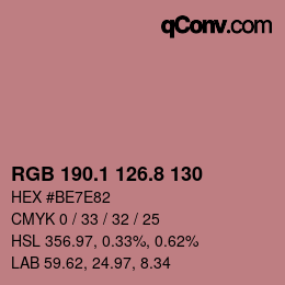 カラーコード: RGB 190.1 126.8 130 | qconv.com