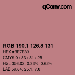 カラーコード: RGB 190.1 126.8 131 | qconv.com